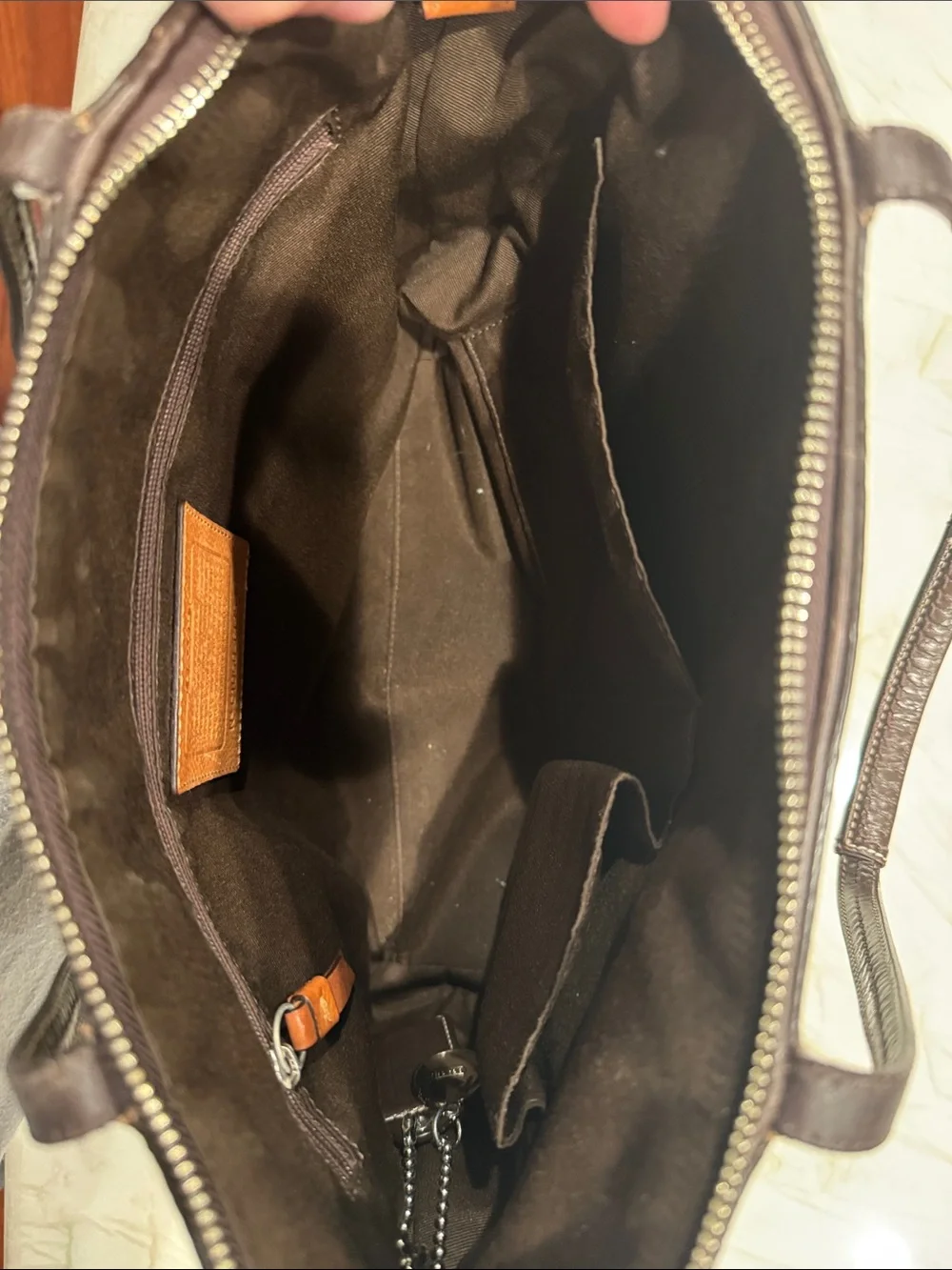 Coach Tan and Dark Brown Signature Canvas Shoulder Tote